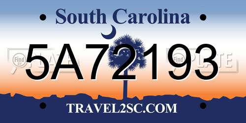 5A72193 South Carolina License Plate