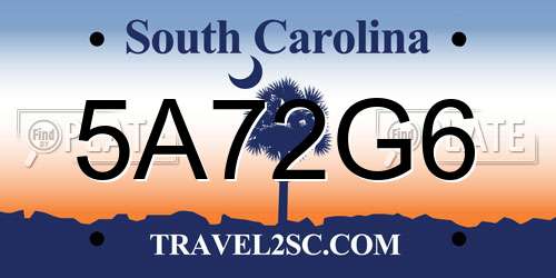 5A72G6 South Carolina License Plate