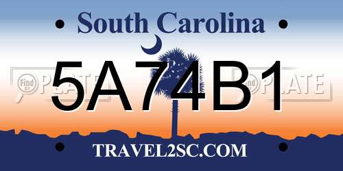 5A74B1 South Carolina License Plate