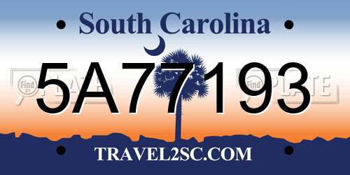 5A77193 South Carolina License Plate