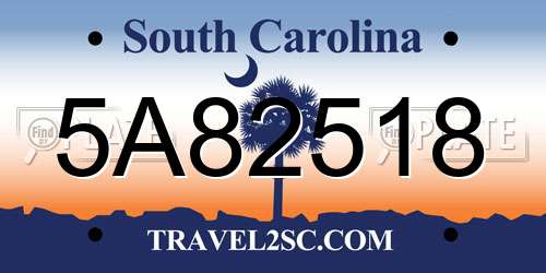5A82518 South Carolina License Plate