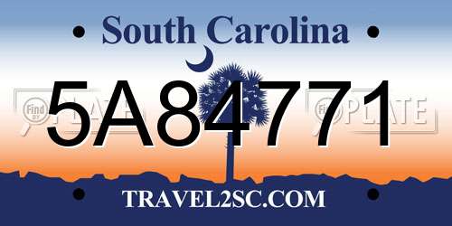 5A84771 South Carolina License Plate