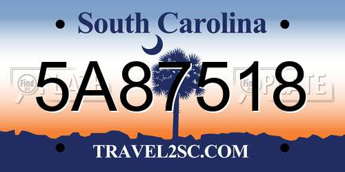 5A87518 South Carolina License Plate
