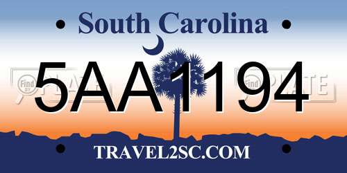 5AA1194 South Carolina License Plate
