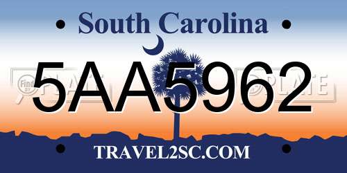 5AA5962 South Carolina License Plate