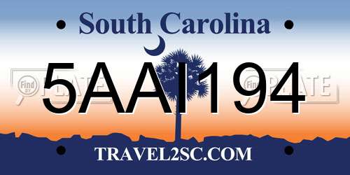 5AAI194 South Carolina License Plate