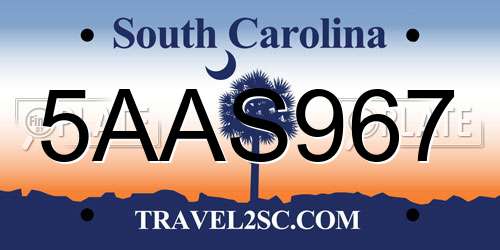 5AAS967 South Carolina License Plate