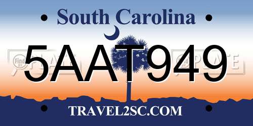5AAT949 South Carolina License Plate