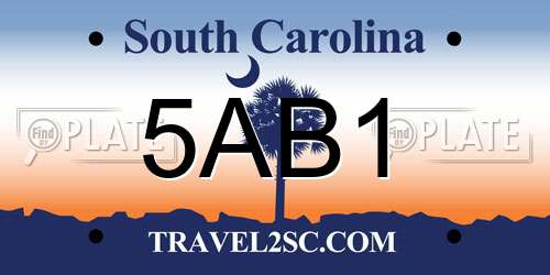 5AB1 South Carolina License Plate