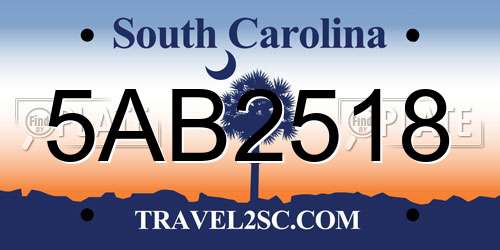 5AB2518 South Carolina License Plate