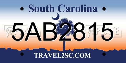 5AB2815 South Carolina License Plate