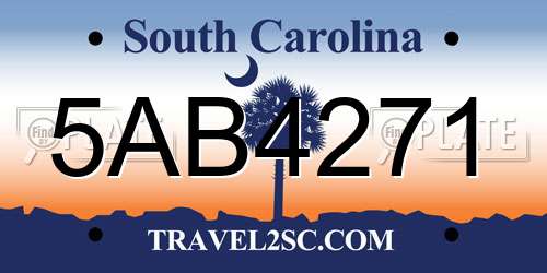 5AB4271 South Carolina License Plate
