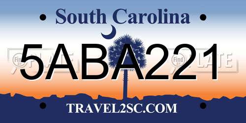 5ABA221 South Carolina License Plate