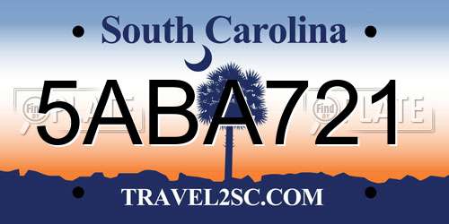 5ABA721 South Carolina License Plate