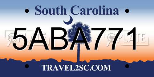 5ABA771 South Carolina License Plate