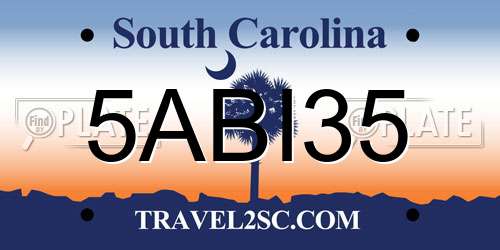 5ABI35 South Carolina License Plate