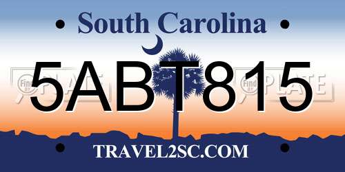 5ABT815 South Carolina License Plate