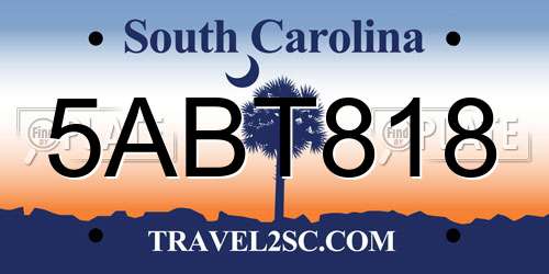 5ABT818 South Carolina License Plate