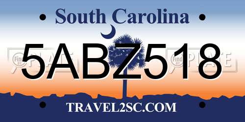 5ABZ518 South Carolina License Plate