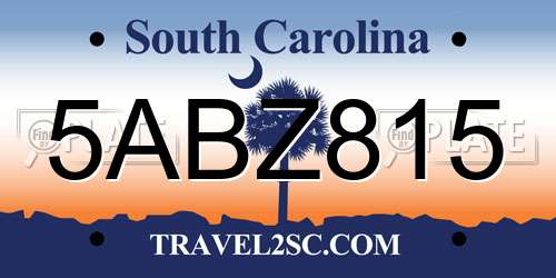 5ABZ815 South Carolina License Plate