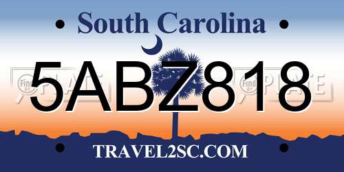 5ABZ818 South Carolina License Plate