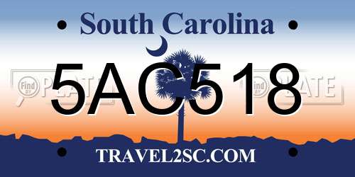 5AC518 South Carolina License Plate