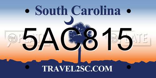 5AC815 South Carolina License Plate