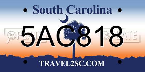 5AC818 South Carolina License Plate