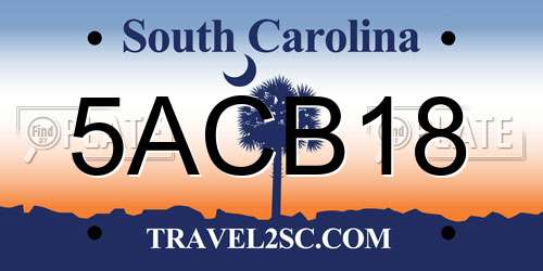 5ACB18 South Carolina License Plate