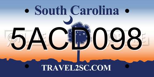 5ACD098 South Carolina License Plate