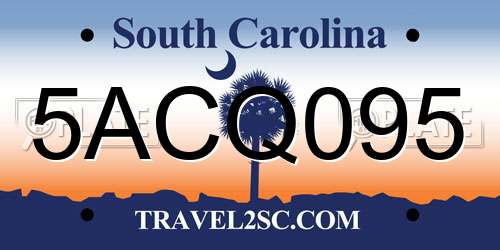 5ACQ095 South Carolina License Plate