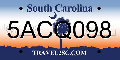 5ACQ098 South Carolina License Plate
