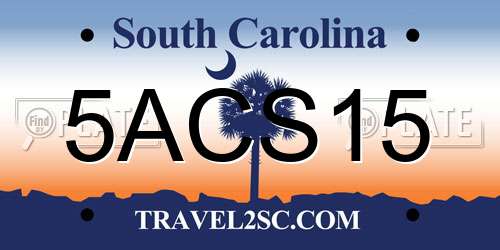 5ACS15 South Carolina License Plate
