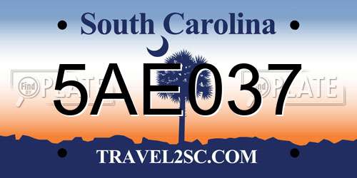 5AE037 South Carolina License Plate