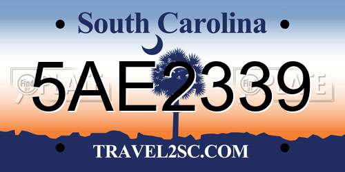5AE2339 South Carolina License Plate