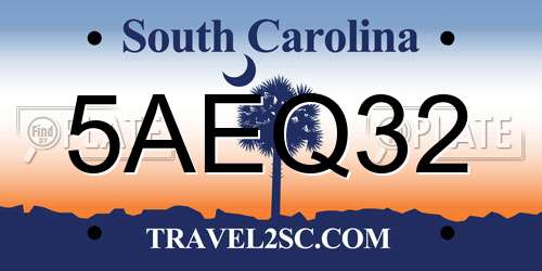 5AEQ32 South Carolina License Plate