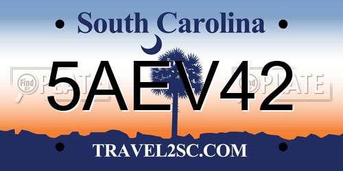 5AEV42 South Carolina License Plate