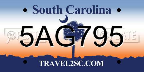 5AG795 South Carolina License Plate