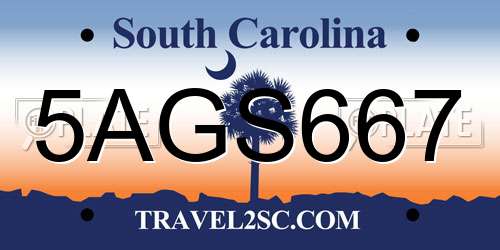 5AGS667 South Carolina License Plate