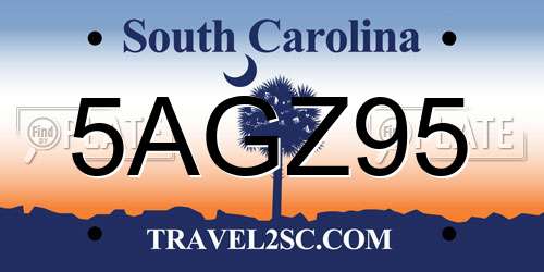 5AGZ95 South Carolina License Plate