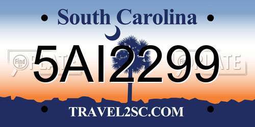 5AI2299 South Carolina License Plate