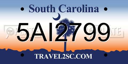 5AI2799 South Carolina License Plate