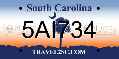 5AI734 South Carolina License Plate