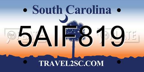 5AIF819 South Carolina License Plate