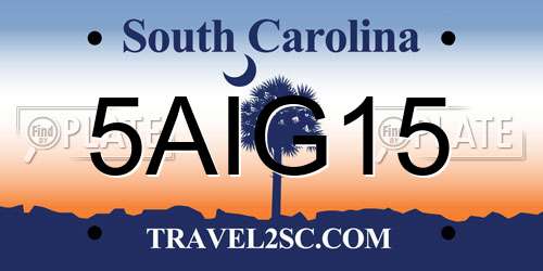 5AIG15 South Carolina License Plate