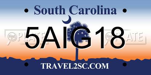 5AIG18 South Carolina License Plate
