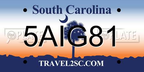 5AIG81 South Carolina License Plate