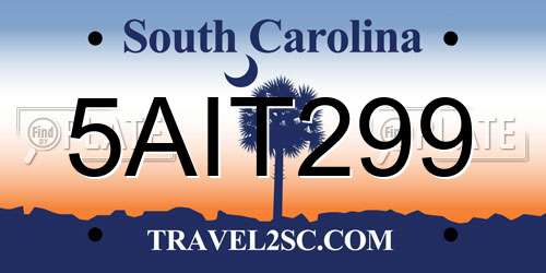 5AIT299 South Carolina License Plate
