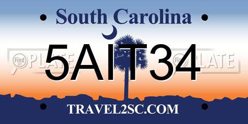 5AIT34 South Carolina License Plate