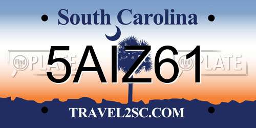 5AIZ61 South Carolina License Plate